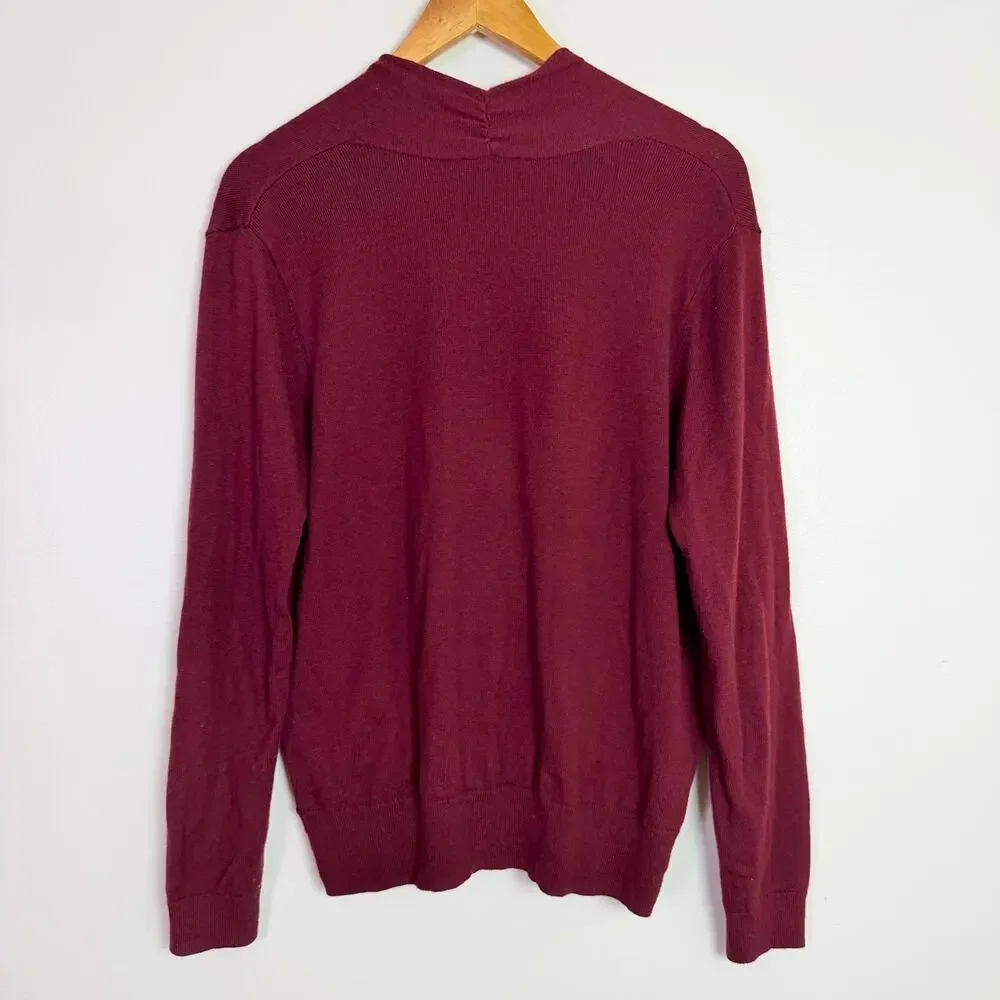 J. Jill Burgundy Cross Wrap Surplice Sweater Women's M Silk Wool Blend Classic